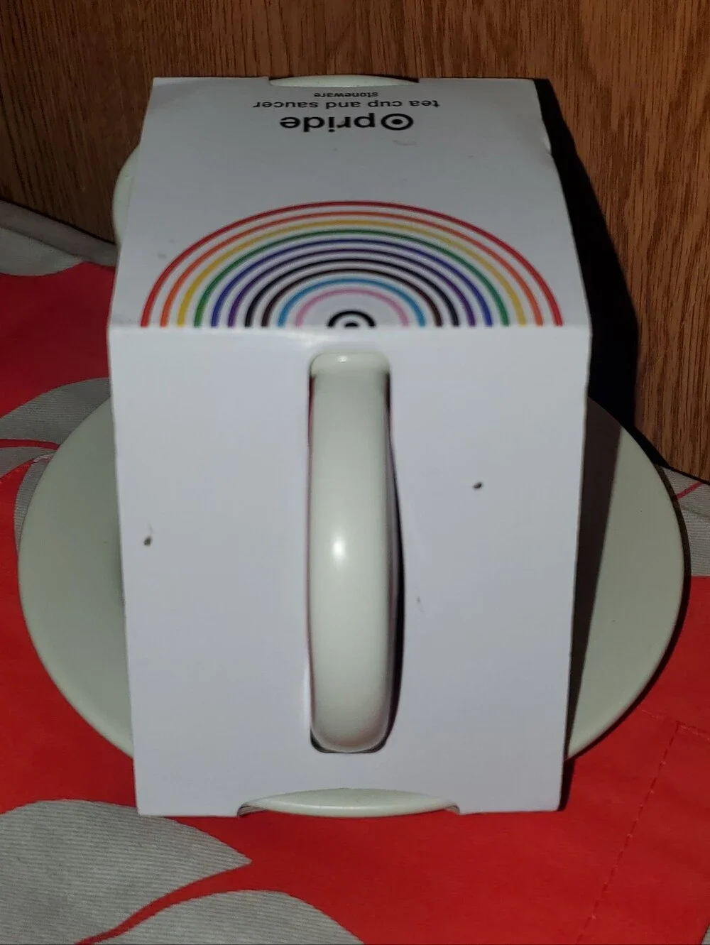 NWT Target Pride 2025 Rainbow Tea Cup and Saucer Plate Stoneware Set - Off White